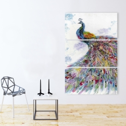 Canvas 40 x 60 - Majestic peacock with flowers