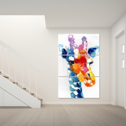 Toile 40 x 60 - Girafe abstraite tacheté de couleurs