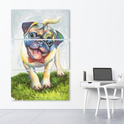 Canvas 40 x 60 - Colorful smiling pug