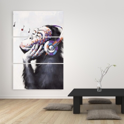 Canvas 40 x 60 - Monkey listening music