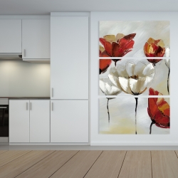 Canvas 40 x 60 - Abstract red and white flowers
