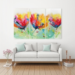 Toile 40 x 60 - Quatre fleurs colorées