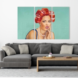 Toile 40 x 60 - Femme rétro avec bigoudis