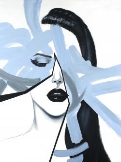 Abstract blue woman portrait
