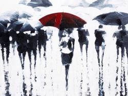 Abstract silhouettes under the rain
