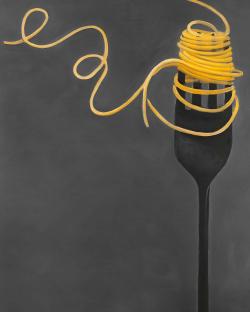 Spaghetti pasta around a fork