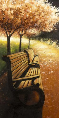Park bench on a fall day