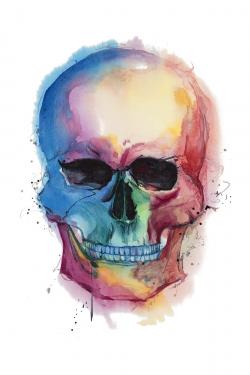 Crâne coloré aquarelle