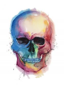 Crâne coloré aquarelle