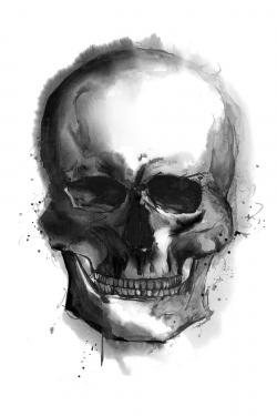 Crâne foncé aquarelle