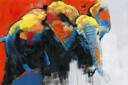 éléphant coloré et abstrait en mouvement