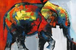 éléphant abstrait et coloré en mouvement