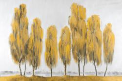 Seven abstract yellow trees