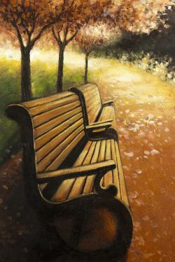Park bench on a fall day