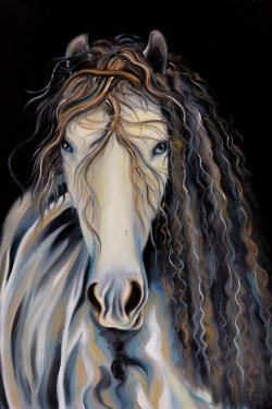 Abstract horse with curly mane
