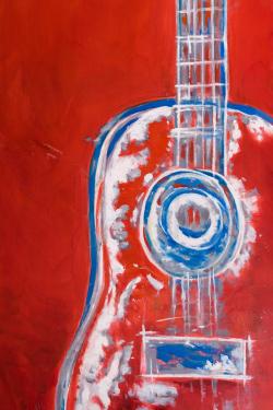 Guitare rouge abstraite et moderne