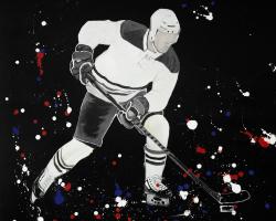 Joueur de hockey prêt l'action