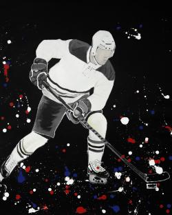 Joueur de hockey prêt l'action