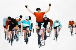 Cyclistes à la fin d'une course