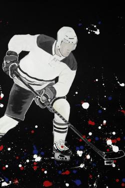 Joueur de hockey prêt l'action