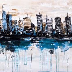 Abstract city with reflection on water