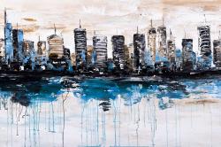 Abstract city with reflection on water