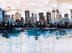 Abstract city with reflection on water