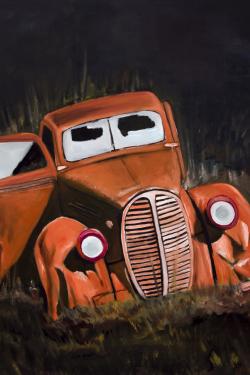 Humpy old car by night