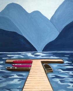 Lake, quai & mountains