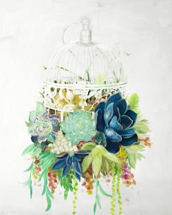 Bird cage with cactus