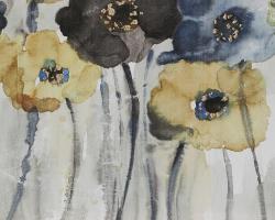 Gray blue and yellow flowers
