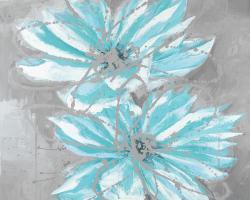 Deux petites fleurs bleues abstraites