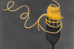 Spaghetti pasta around a fork