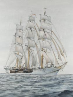 Ship by a cloudy day
