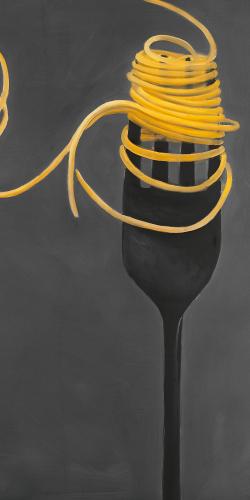 Spaghetti pasta around a fork