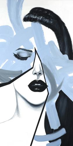 Abstract blue woman portrait
