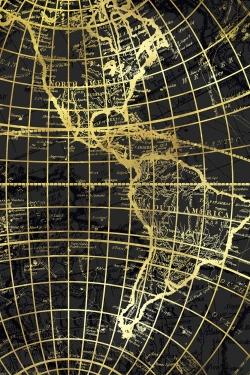 Black and marine world map globe