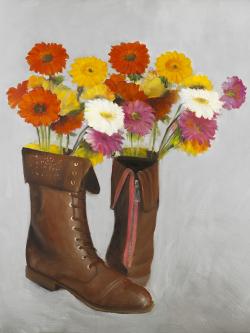 Boots with daisies flowers