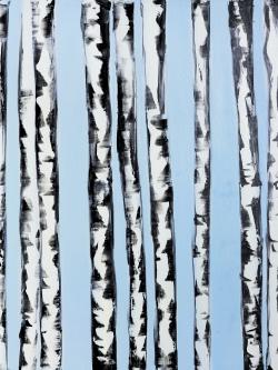 Birches on a blue background