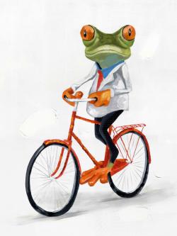 Drole de grenouille à vélo