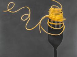 Spaghetti pasta around a fork