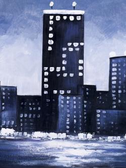 Dark blue cityscape