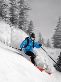Homme skiant dans la montagne 