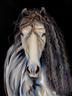 Abstract horse with curly mane