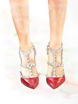 Talons hauts rouges cloutés