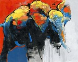 éléphant coloré et abstrait en mouvement