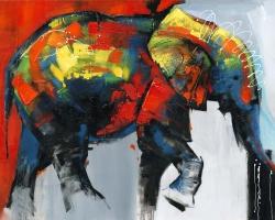 éléphant abstrait et coloré en mouvement