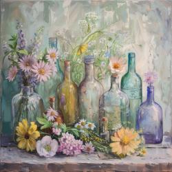 Flowers and bottles