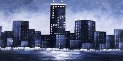 Dark blue cityscape