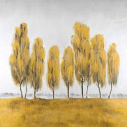 Seven abstract yellow trees